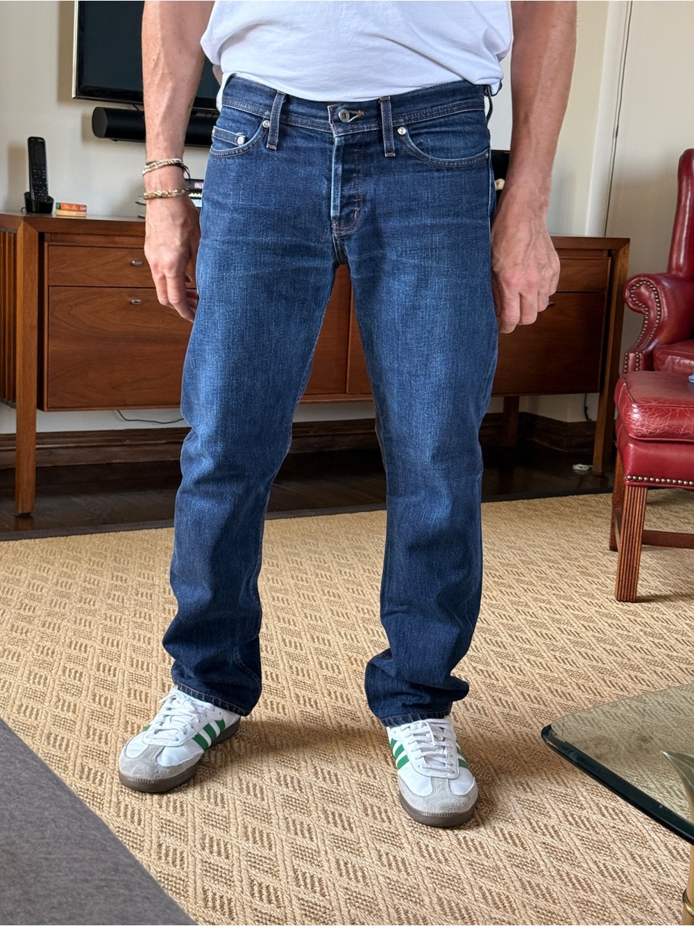 Naked & Famous authentic Japanese Denim Men’s Indigo Straight Jeans sz 34
